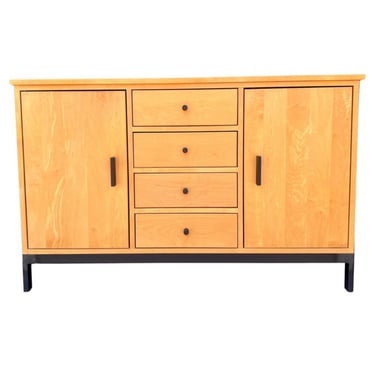 American Contemporary Modern Solid Maple &amp; Steel Credenza By Room &amp; Board