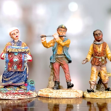 VINTAGE: 3pcs - Small Polystone Resin Hand Painted Nativity Figurines - Christmas Village - Religious Decor - SKU 15-C2-00003690 