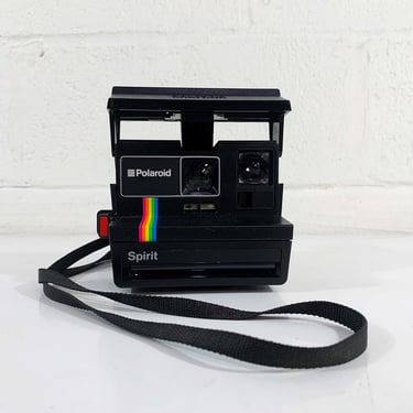 Vintage Polaroid Spirit Camera 600 Rainbow Stripe Instant Film Photography Tested Working Black 1970s 