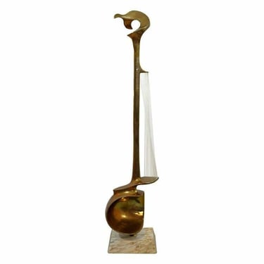 Hattakitkosol Somchal Modernist Bronze Marble String Instrument Floor Sculpture 