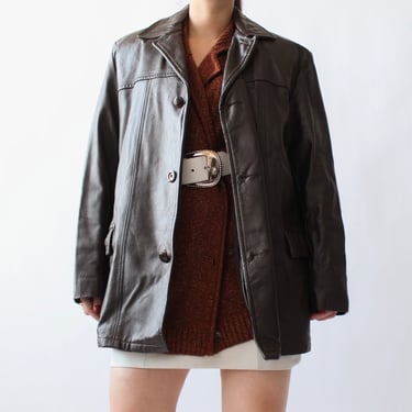 Vintage Espresso Glossy Leather Jacket