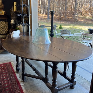 1850s French Oak English Drop Leaf Gateleg Table 