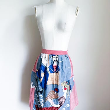 Vintage 1960s Mermaid & Sailor Novelty Print Skirt / XS 
