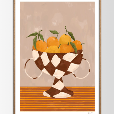 Lemons & Oranges in Checkered Vase Framed Print