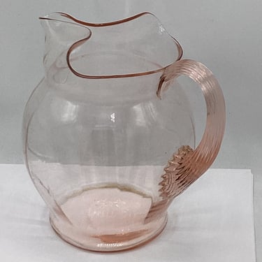 80 Oz Pitcher American Sweetheart Pink by MACBETH-EVANS-Ribbed Handle  Circa 1930 - 1936  rare find 