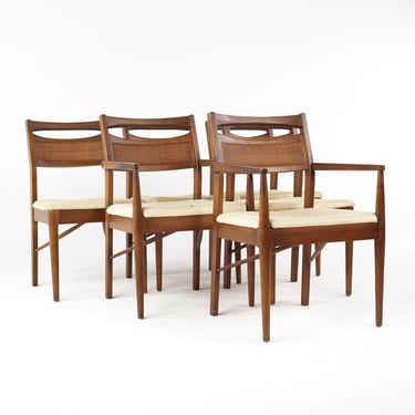 Merton Gershun for American of Martinsville Mid Century Walnut and Cane Dining Chairs - Set of 6 - mcm 