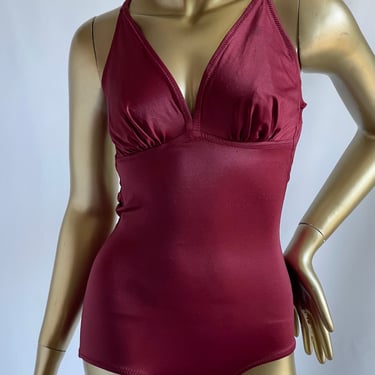 Retro Raspberry Red One Piece Bathing Suit fits S/M 