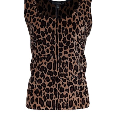 St. John - Tan & Black Leopard Print Velvet Tank Sz L