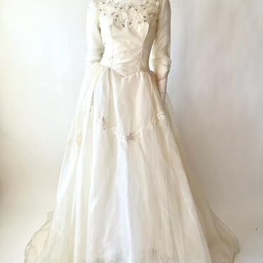 vintage bridal dress Tulle Wedding Dress, Satin Wedding Dress, Vintage Bridal Dress, Appliq –  Dairy Bridal