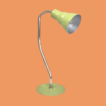 Vintage Desk Lamp Retro 1970s Mid Century Modern + Gooseneck + Light Green + Avocado + Chrome Metal + MCM + Task Lamp + Table and Home Decor 