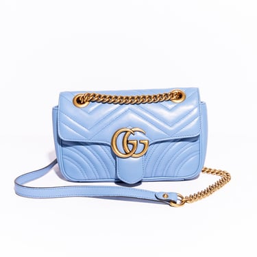 GUCCI Blue GG Marmont Matelasse Small Handbag