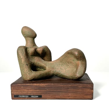 Original Vintage Mid Century Modern Abstract Reclining Nude Female Ceramic Sculpture by Frances Gazda 1960s 