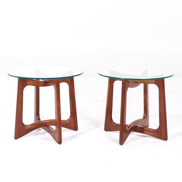 Adrian Pearsall for Craft Associates Mid Century Walnut Side End Tables - Pair - mcm 