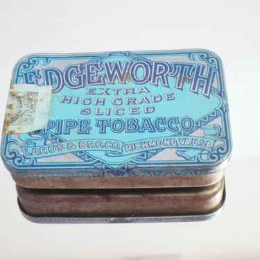Turquoise Blue Vintage Edgeworth Pipe Tobacco Tin, Diorama Storage Box, Sucrets Mint Tin Supply 