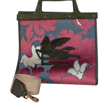 Etro - Teal Green & Magenta Print Satchel Bag