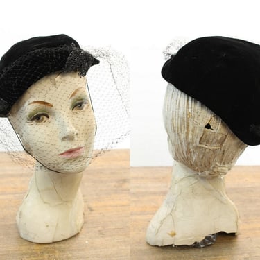 1940s hat | vintage velvet veil | fascinator 