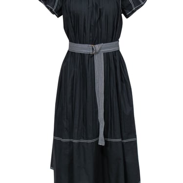 Ulla Johnson - Black Cotton Pleated &quot;Kady&quot; Babydoll Maxi Dress Sz 4