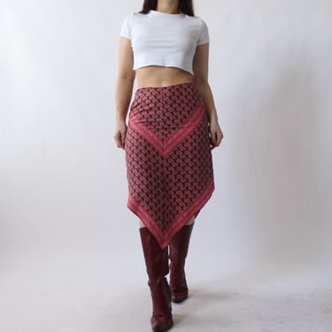 2000s Pointed Silk Skirt - W30