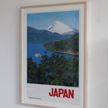 Framed Vintage Mount Fuji and Lake Ashi Poster