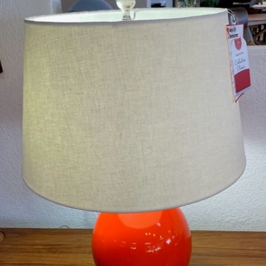 Orange Glass Lamp with White Shade (2)<br />H 25