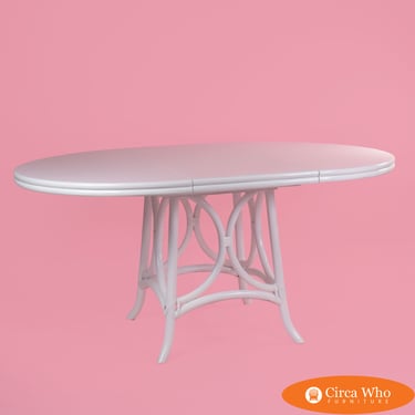 Rattan White Oval Dining Table