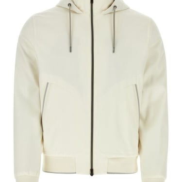 Herno Man White Silk Blend Bomber Jacket