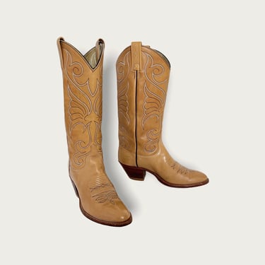 Vintage Women's DAN POST Cowboy Boots ~ size 6 C ~ Western ~ Hippie / Boho ~ Rockabilly ~ Dusty Rose 