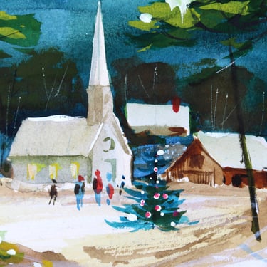 VERY RARE! ORIGINAL Gouache Painting by Artist Shu Dick Ju | 1960s Original Christmas Card Art | Commercial Greeting Card Art | Bixley Shop 
