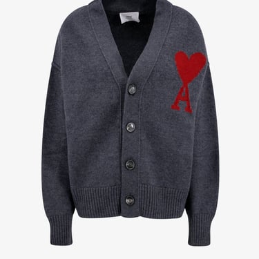 Ami Paris Woman Cardigan Woman Grey Knitwear