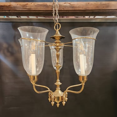 Spoked 5-Light Brass Chandelier with Tall Shades