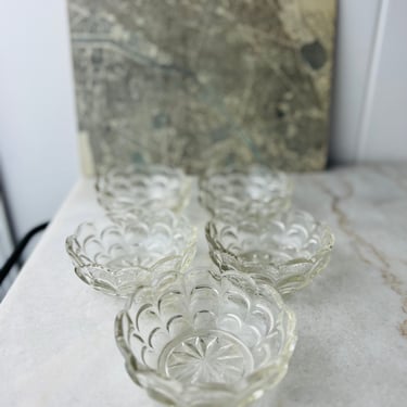 Antique 1860s Bakewell, Pears and Co Small Bowls, set of 5, EAPG, Argus pattern, nappy dish, for ice cream, Flint glass, collectible, gift 