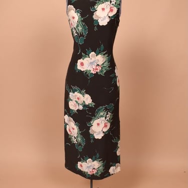 Brown Sleeveless Floral Silk Maxi Dress by Petite Sophisticate, S