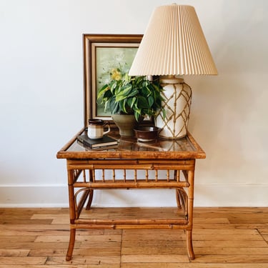 Bamboo and Glass Side Table