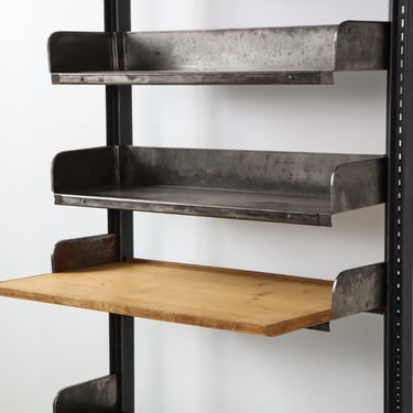 Wall-Mount Midcentury French Industrial Iron Shelving System