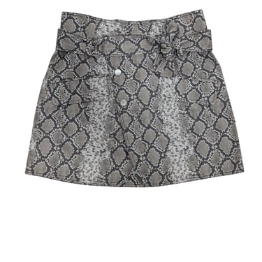 Marissa Webb - Grey &amp; White Snakeskin Print Canvas Mini Skirt Sz 4