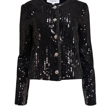 Derek Lam - Black Sequin Jacket w/ Rhinestone Buttons Sz 6