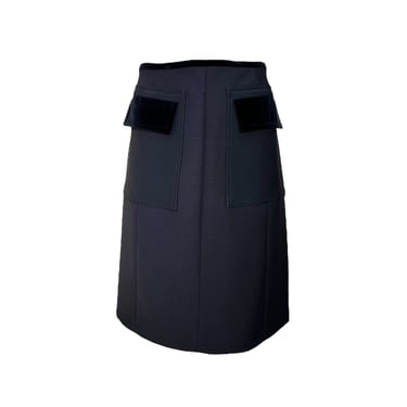 Tom Ford for Gucci Fall 2000 RTW Runway Black Wool Skirt with Velvet Pockets