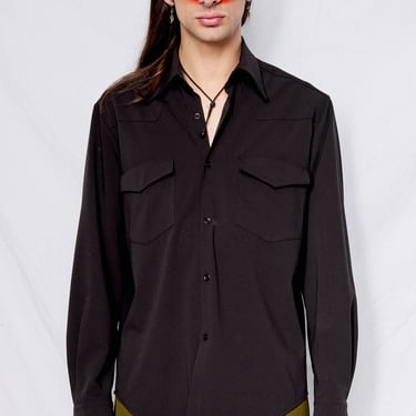 Black Gabardine Western Shirt