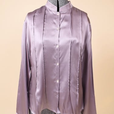 Lavender Silk Pleated Blouse By Laura Ashley, M