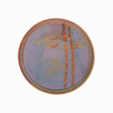 Vintage Ceramic Plate Bamboo Motif Studio Pottery 