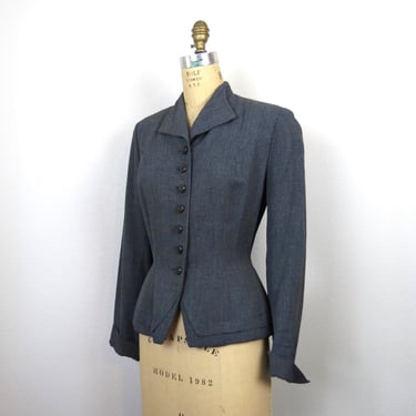 Vintage 1950s women's blazer jacket suit coat wool gabardine 