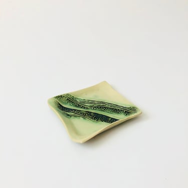 Vintage Small Green Studio Pottery Tray 
