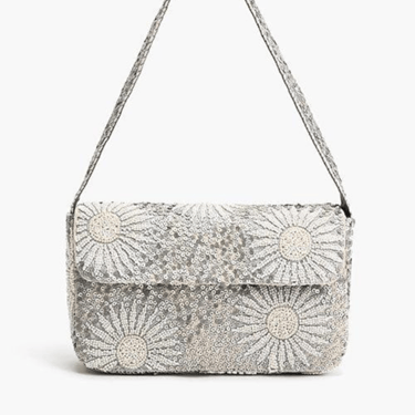 Ivory petal frostwork shoulder bag