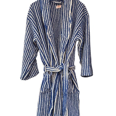 Blue Striped Terry Cloth Robe