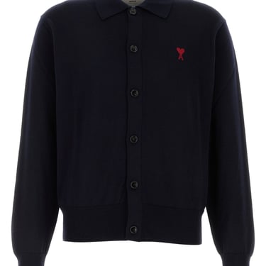 Ami Men Midnight Blue Wool Cardigan