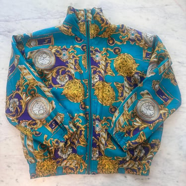 90s Gold Brocade Silk Bomber Jacket | Small 