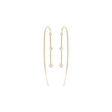 Gold Wire &amp; Graduating Prong Set Diamond Earrings