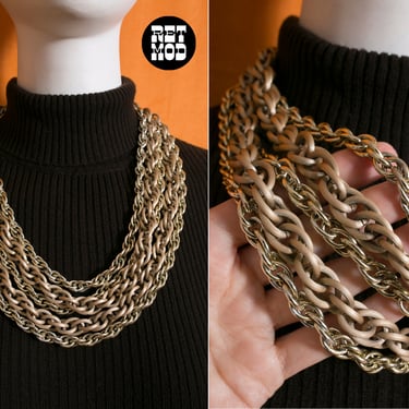 Super Chunky Super Statement Vintage 70s Gold Multi-Chain Necklace - Adjustable 