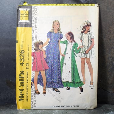 1974 McCall's #4326 Girl's Dress Pattern | Size 10 | UNCUT and Factory Folded Sewing Pattern | Bixley Shop 