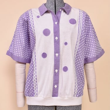 Deadstock 80s Lavender Polka Dot Top By Division of Graf